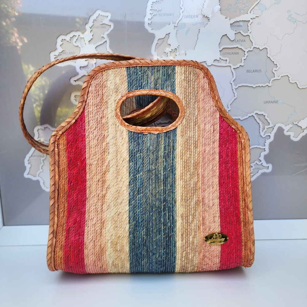 Josephine Alexander Collective Straw Tote Crossbody Bag Multicolor Large - Picture 3 of 13